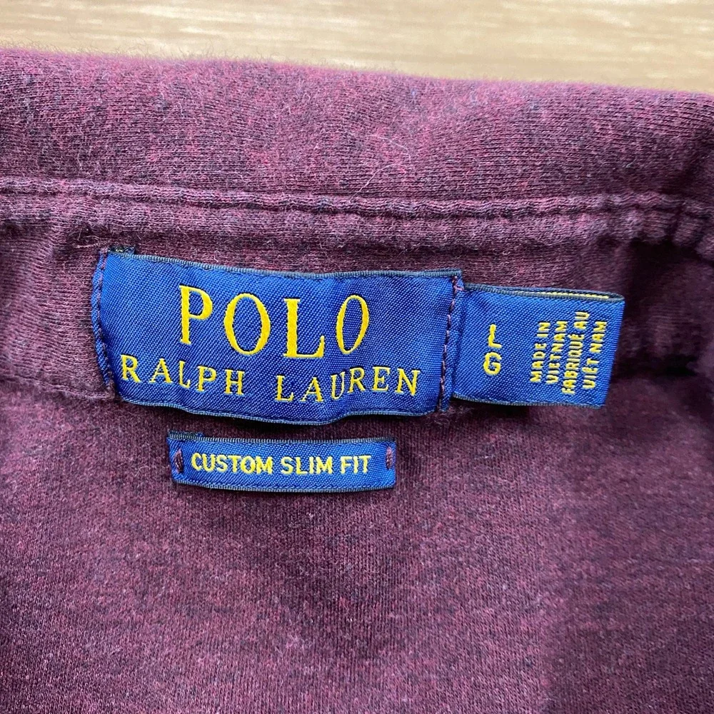 Polo Ralph Lauren Polo Men L Custom Slim Fit Cotton Classic Heritage Burgundy
